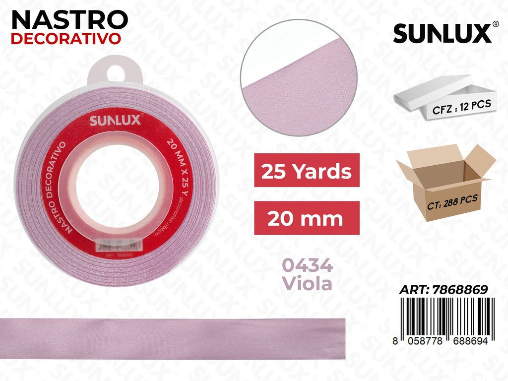 Nastro Decorativo Raso 0434 Viola 25Y*20MM