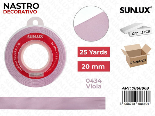 Nastro Decorativo Raso 0434 Viola 25Y*20MM