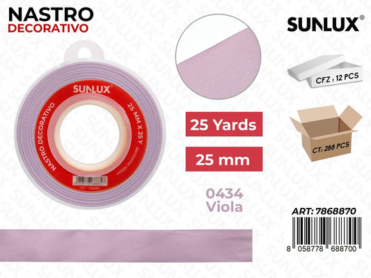 Nastro Decorativo Raso 0434 Viola 25Y*25MM