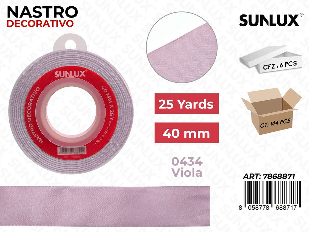 Nastro Decorativo Raso 0434 Viola 25Y*40MM