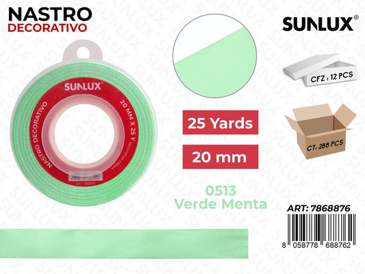 Nastro Decorativo Raso 0513 Ve. Menta 25Y*20MM