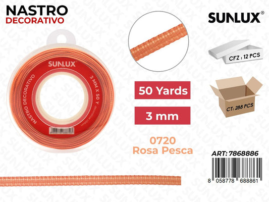 Nastro Decorativo Raso 0720 Rosa Pesca 50Y*0.3CM