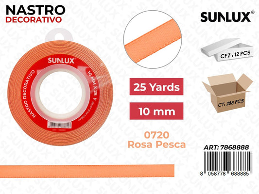Nastro Decorativo Raso 0720 Rosa Pesca 25Y*10MM