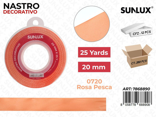 Nastro Decorativo Raso 0720 Rosa Pesca 25Y*20MM