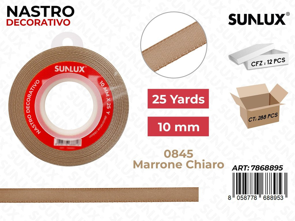 Nastro Decorativo Raso 0845 Marr. Ch. 25Y*10MM