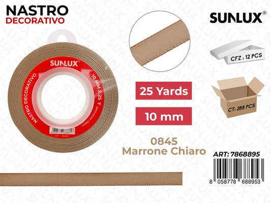 Nastro Decorativo Raso 0845 Marr. Ch. 25Y*10MM