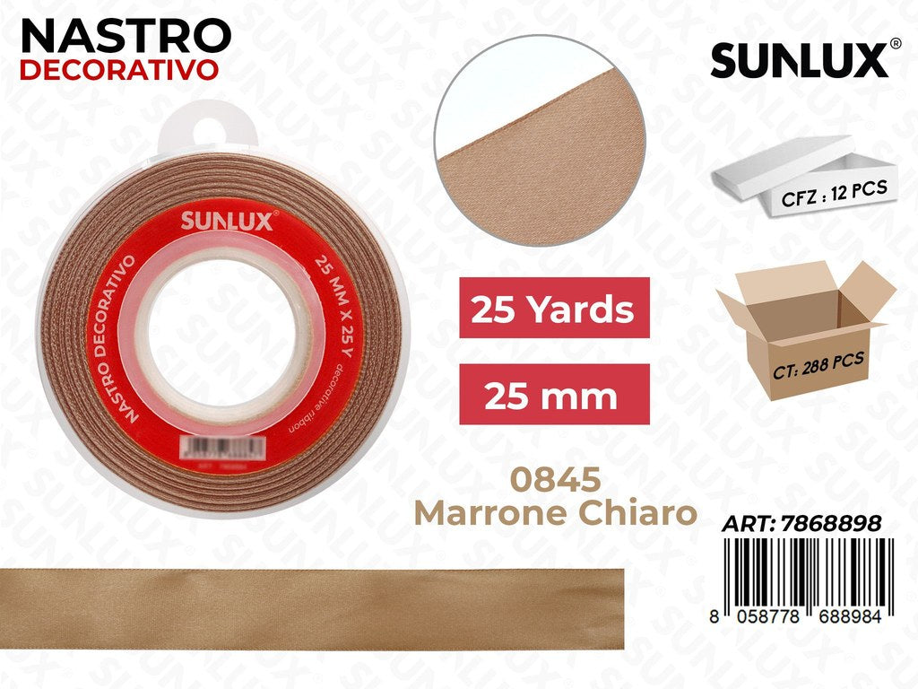 Nastro Decorativo Raso 0845 Marr. Ch. 25Y*25MM