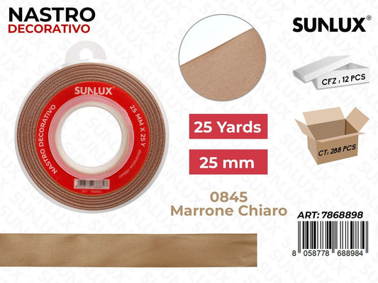 Nastro Decorativo Raso 0845 Marr. Ch. 25Y*25MM