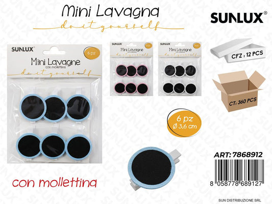 Mini Lavagna c/Molletta Cerchio Ass. 3.6CM 6PCS