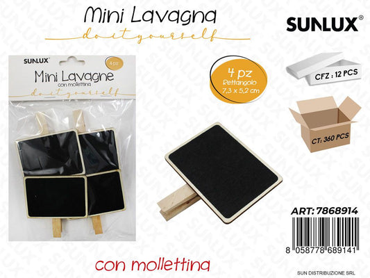 Mini Lavagna c/Molletta Rett. 7.3*5.2CM 4PCS