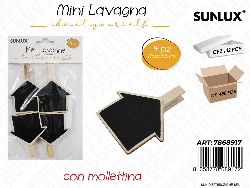 Mini Lavagna c/Molletta Casa 5.5CM 4PCS