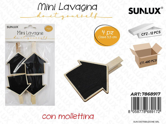 Mini Lavagna c/Molletta Casa 5.5CM 4PCS