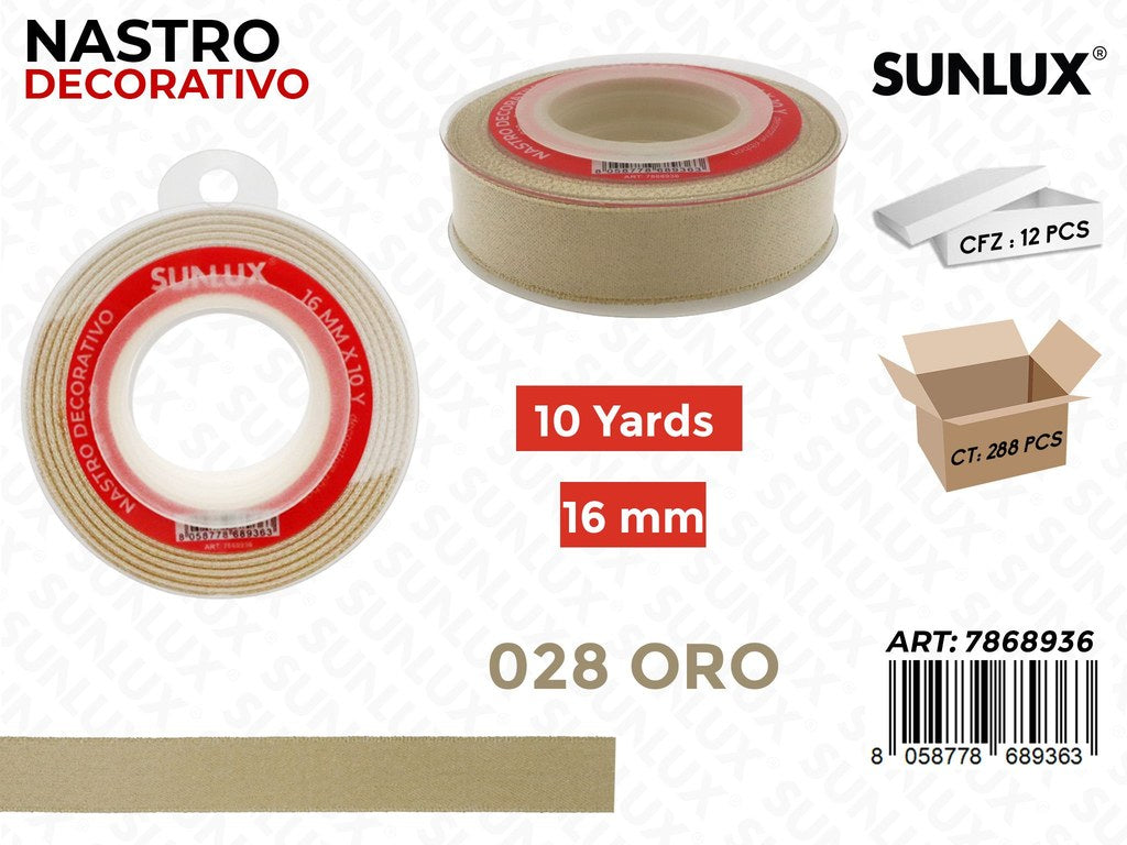Sunlux Nastro Dec. Oro 028 16MM*10Y