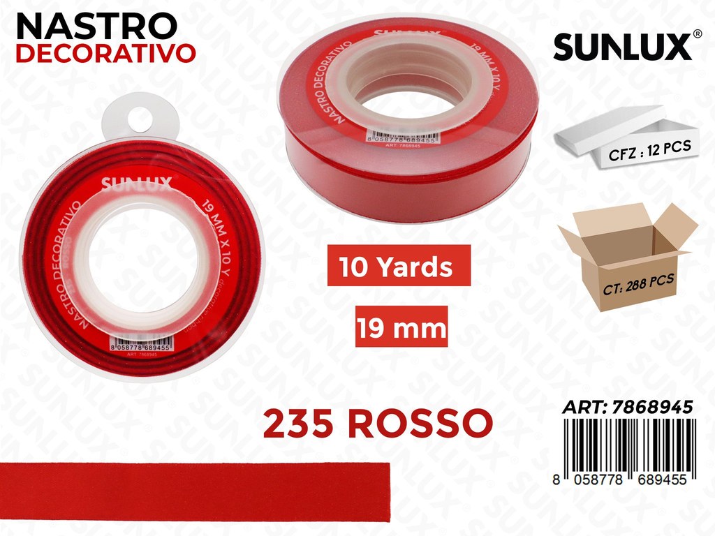 Sunlux Nastro Dec. Rosso 235 19MM*10Y