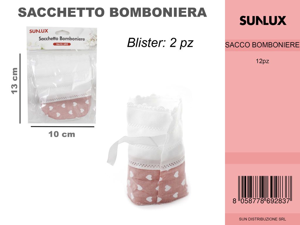 Sacchetto Bomb. Bianco-rosa Antico 2PC-10*13CM