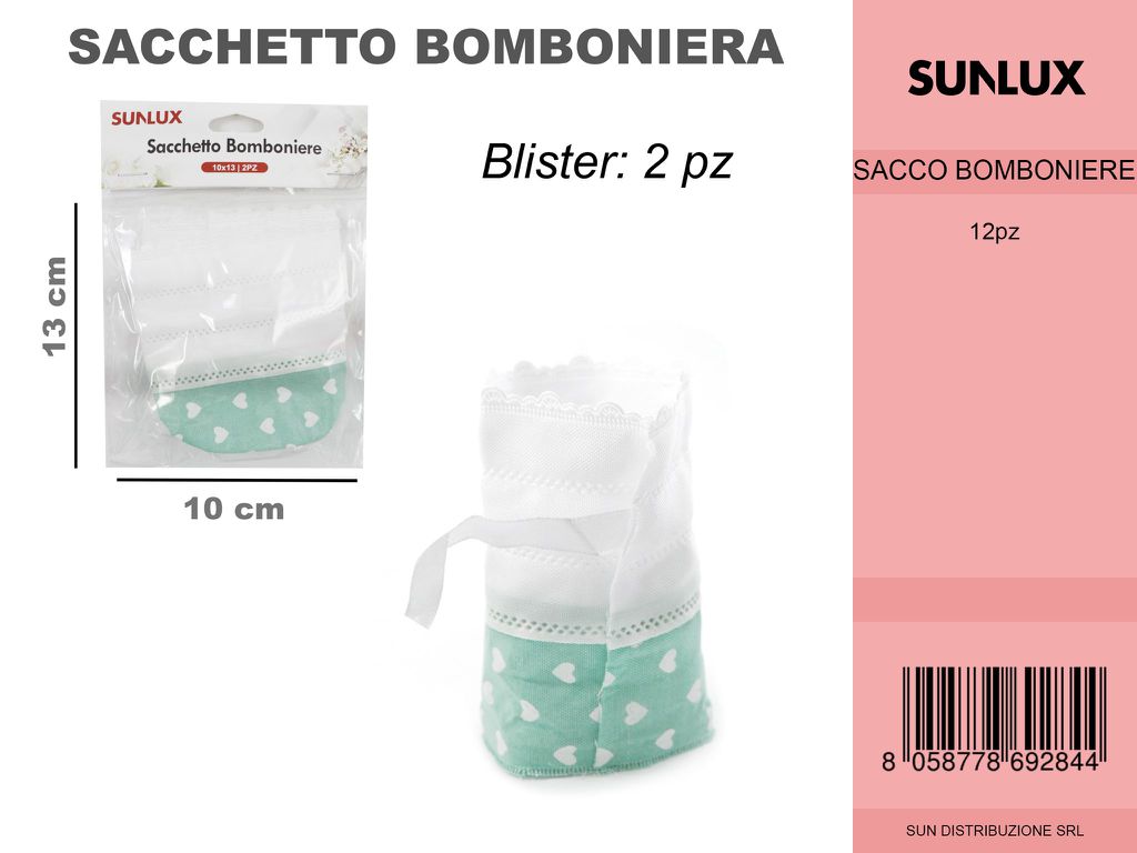 Sacchetto Bomb. Bianco-tiffany 2PC-10*13CM