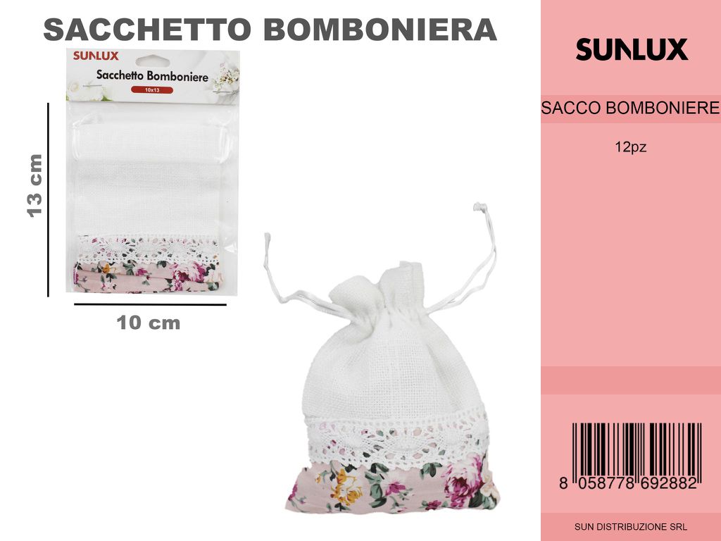 Sacchetto Bomb. c/Fiori Rosa 10*13CM