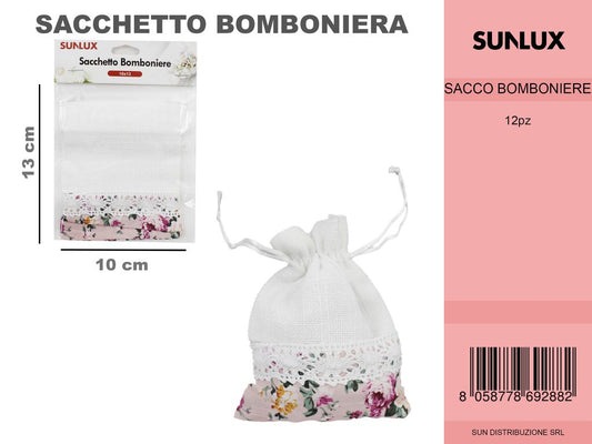 Sacchetto Bomb. c/Fiori Rosa 10*13CM