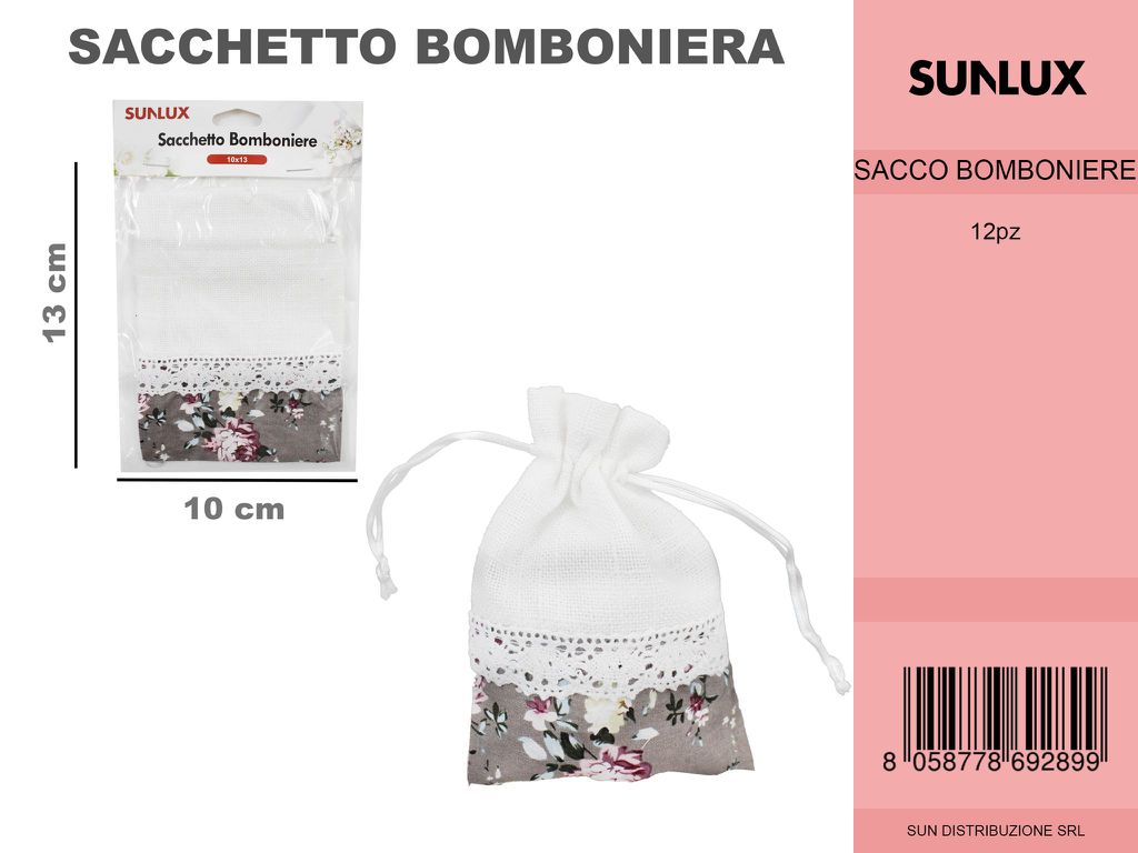 Sacchetto Bomb. c/Fiori Grigio 10*13CM