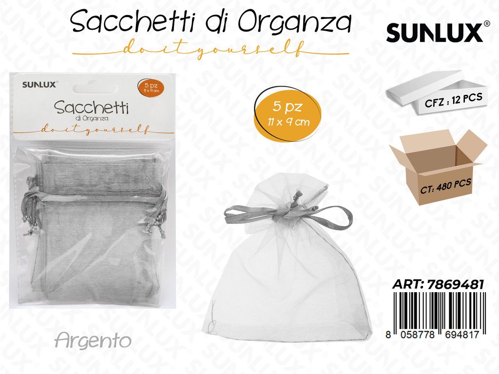 Sunlux Sacchetto in Organza Arg. 5PCS 11*9CM