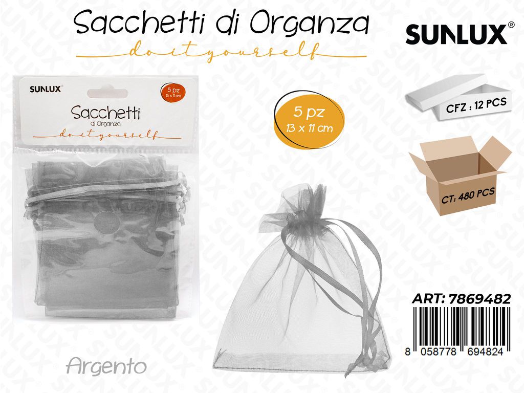 Sunlux Sacchetto in Organza Arg. 5PCS 13*11CM