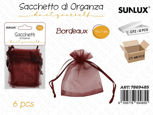 Sunlux Sacchetto Organza Bordeaux 6PCS 9*7CM