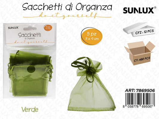 Sunlux Sacchetto in Organza Ve. 5PCS 9*11CM