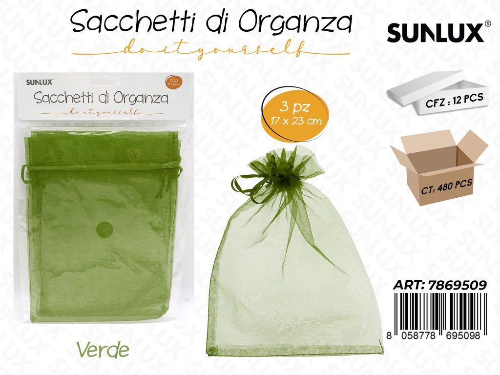 Sunlux Sacchetto in Organza Ve. 3PCS 117*23CM