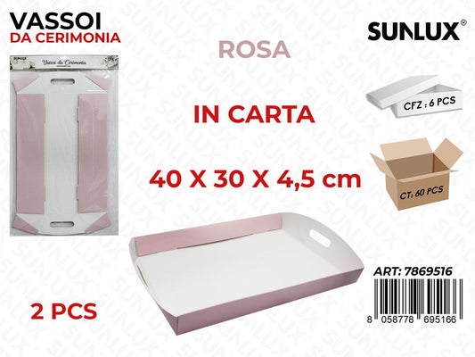 Sunlux Vassoi Cerimonia Rosa 2PCS 40*30*4.5CM