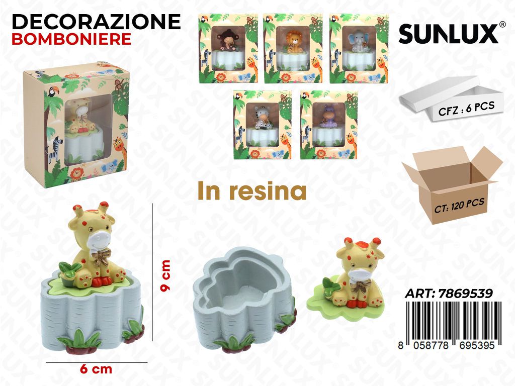 Sunlux Dec. Bomb. Animali Resina 6*9CM