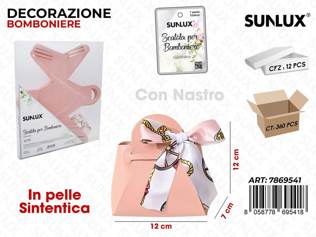 Sunlux Scatola Bomb. Rosa c/Nastro 12*7CM