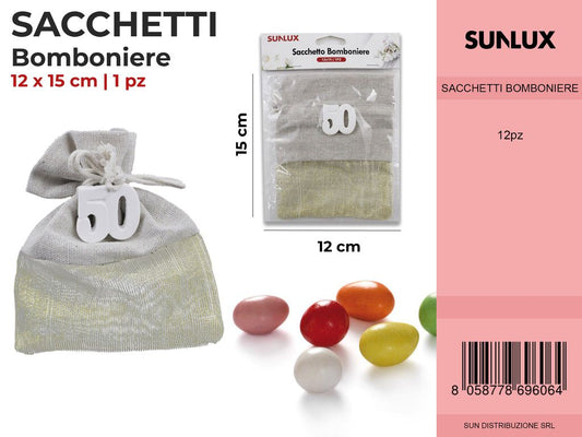 Sacchetto Bomboniere c/ N. 50 in Gesso 12*15CM
