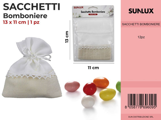 Sacchetto Bomboniere Bianco-avana 11*13CM