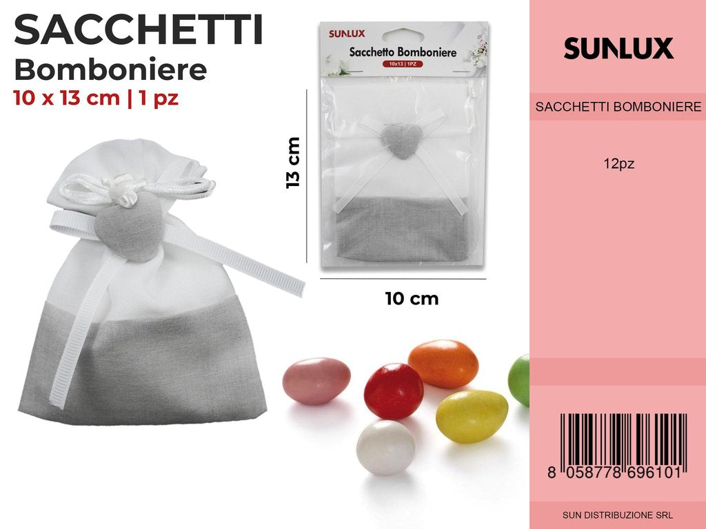 Sacchetto Bomboniere Bianco-grigio 10*13CM