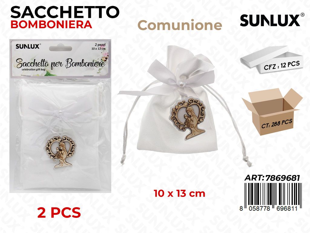 Sunlux Sacchetto Bomb. Comunione 2PCS 10*13CM