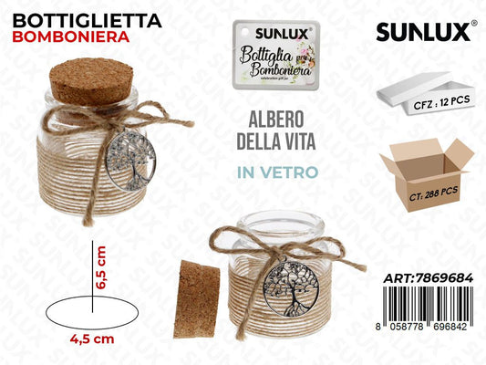 Sunlux Bottiglietta Bomb. Albero Vita Vetro D.4.5*6.5CM / Pz da 12