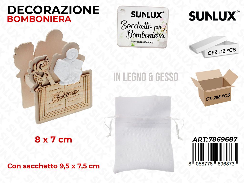 Sunlux Scatolina Bomb. Legno c/SACC. Cresima 8*7CM