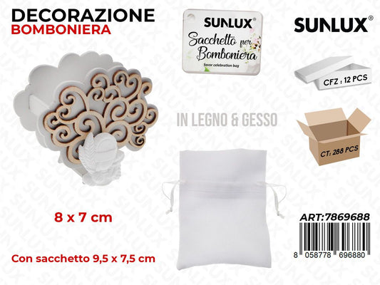 Sunlux Scatolina Bomb. Legno c/SACC. Comunione 8*7CM