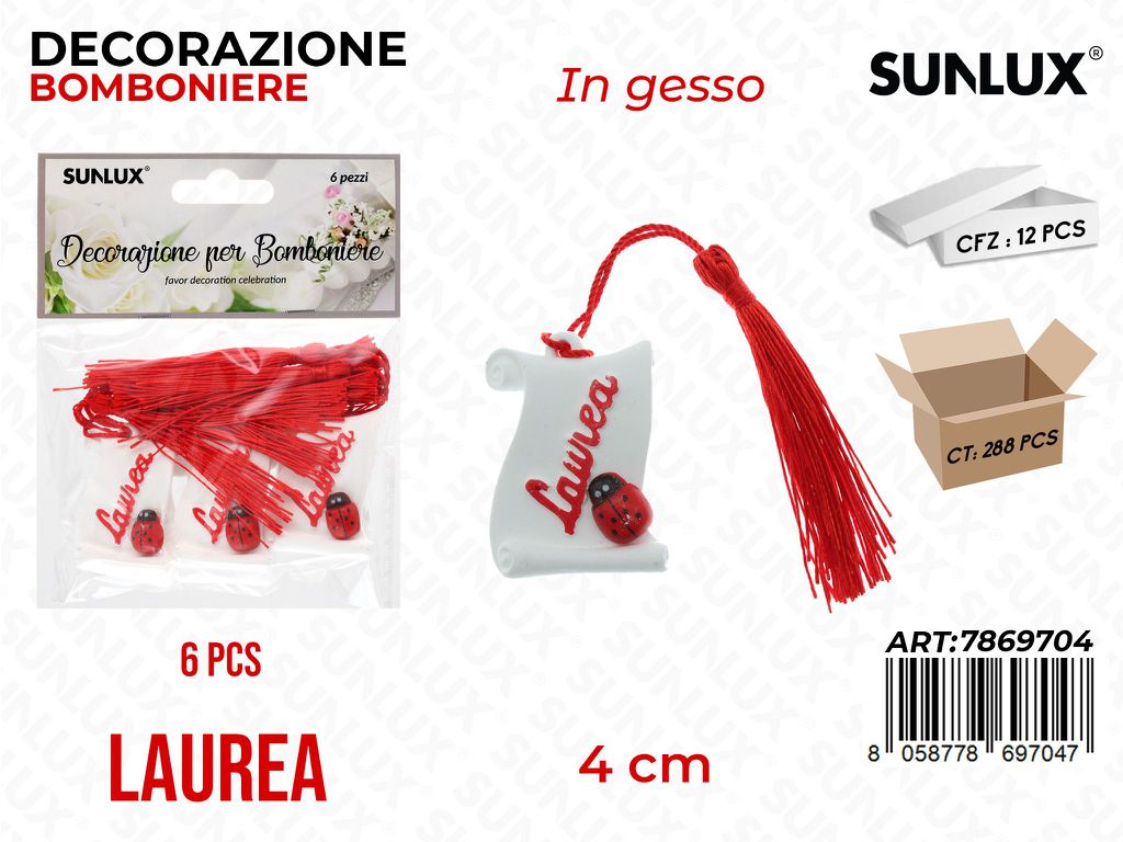 Sunlux Dec. Bomb. Laurea 6PCS D.4CM/ Pz da 12
