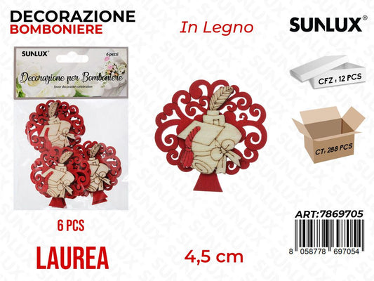 Sunlux Dec. Bomb. Laurea 6PCS D4.5CM/ Pz da 12