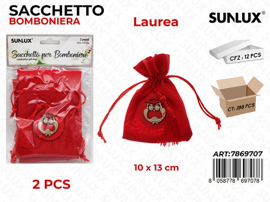 Sunlux Sacchetto Bomb. Laurea 2PCS D.10*13CM/ Pz da 12