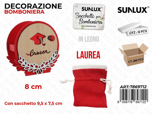 Sunlux Scatolina Bomb. Laurea in Legno 9.5*7.5CM/ Pz da 12