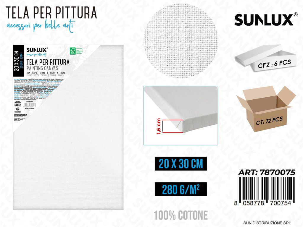 Tela per Pittura 20*30CM 16MM 280GR
