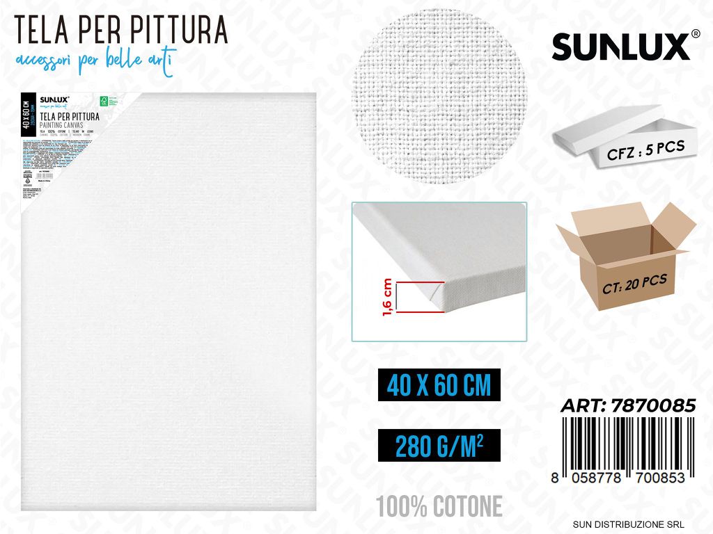 Tela per Pittura 40*60 Cm 16MM 280GR