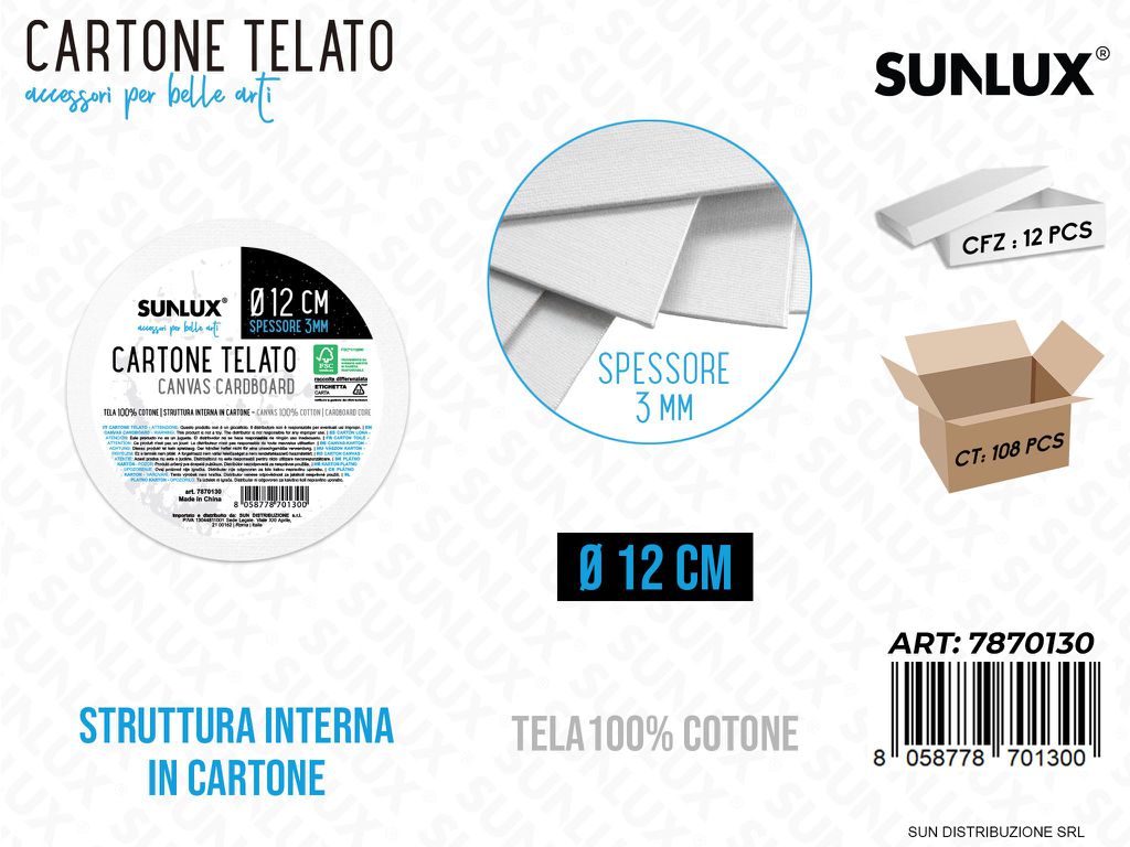 Cartone Telato Rotondo D.12CM*3MM