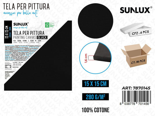 Sunlux Tela per Pittura Nero 15*15CM 280G