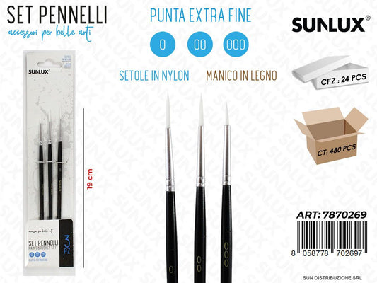 Set di Pennelli Artistici Mis. 000-00-0 3PCS