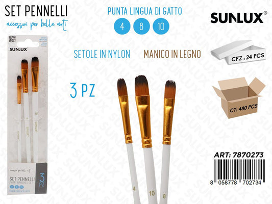 Set 3 Pennelli Artistici Punta 4-8-10