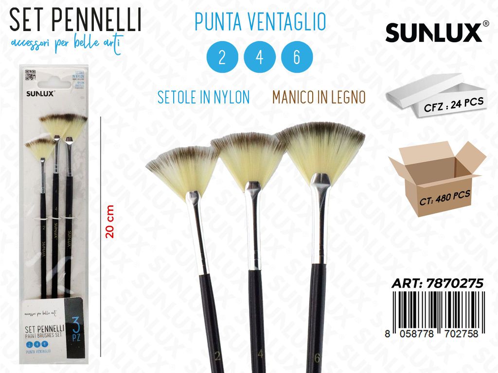 Set 3 Pennelli Artistici Punta 6-4-2