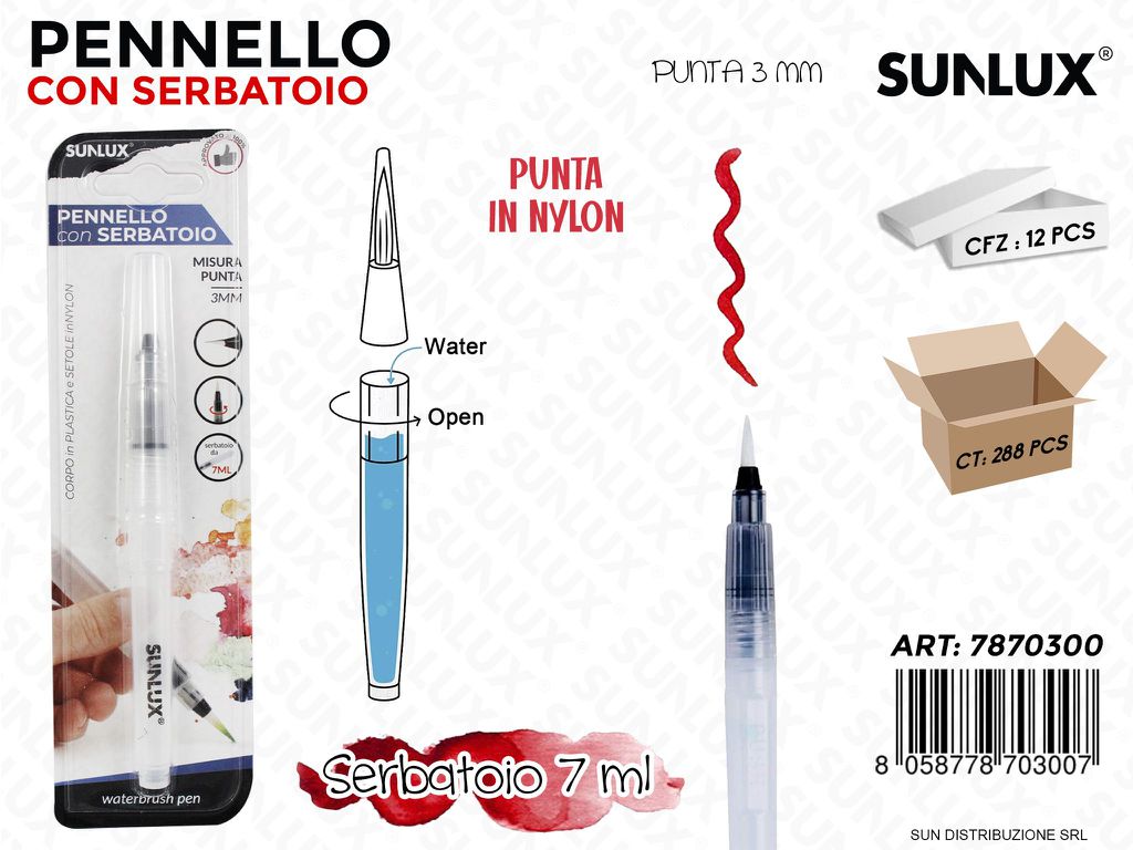 Pennello c/ Serbattoio 7ML P. 3MM / Pz da 12